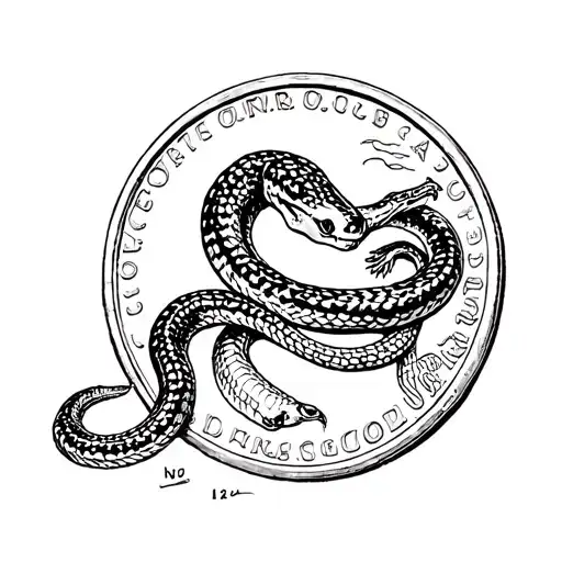 A Simple Sketch Of A Coin With A Rattle Snake On It