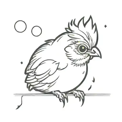 Minimal Black Tattoo A Cute Chicken's Chick With Beautiful Eyes Which Love Moon