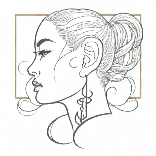 Draw The Gye Nyame Symbol As A Small Fine Line Tattoo Positioned Behind The Ear