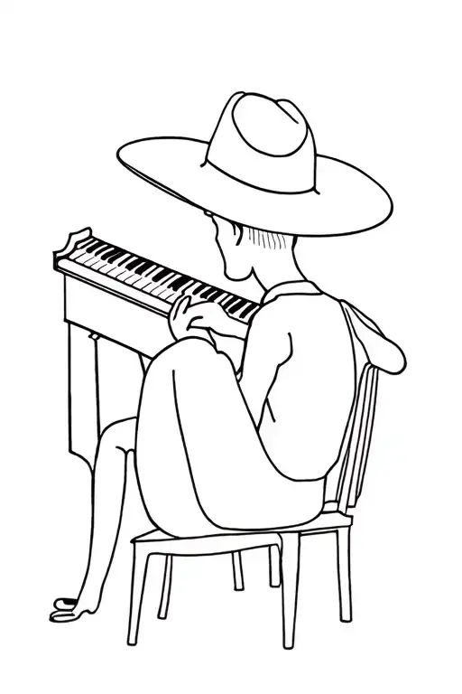 Cowboy Playing The Piano