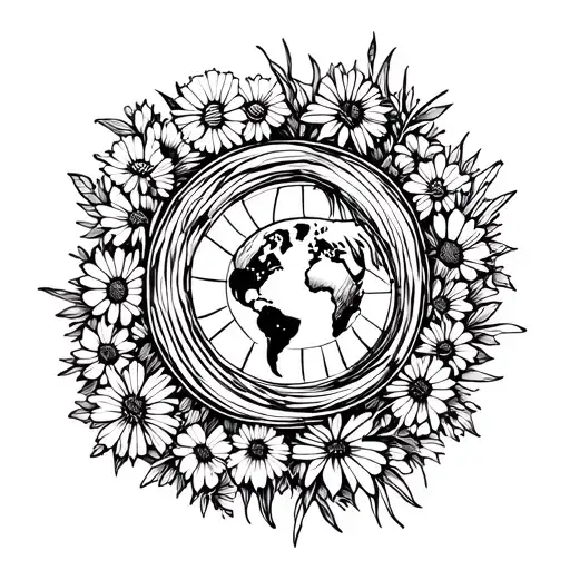 Fine Line Sun Inside A Spinning World Wrapped In Wildflowers