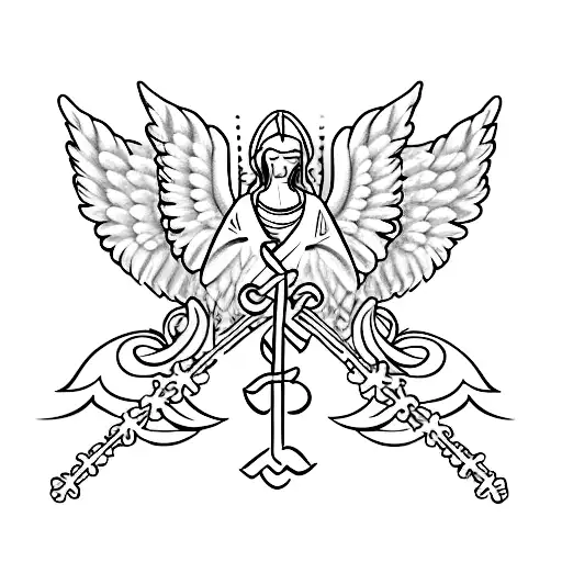 Small Elegant Cross With Angel Wings