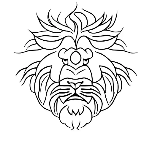 A Minimalist Design Of A Lion Practicing Karate