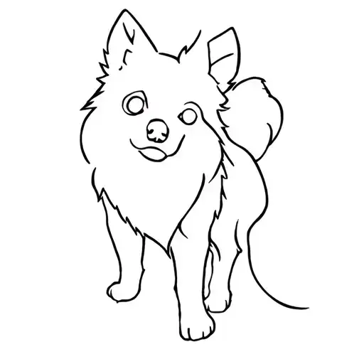 German Spitz Outline Tattoo Design