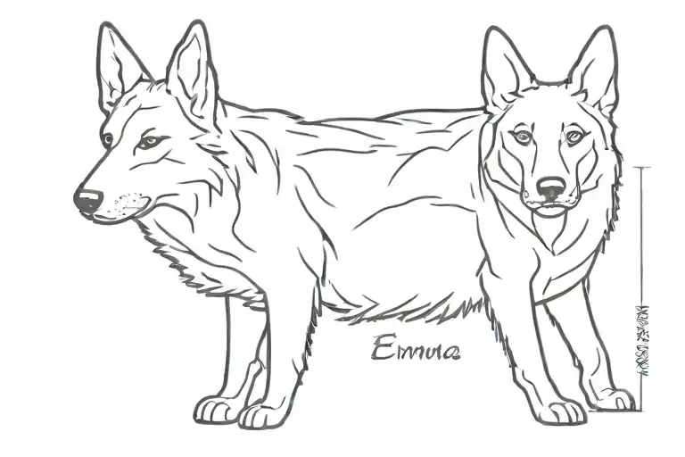 The Name Emma In The Shape Of A German Shepherd Dog