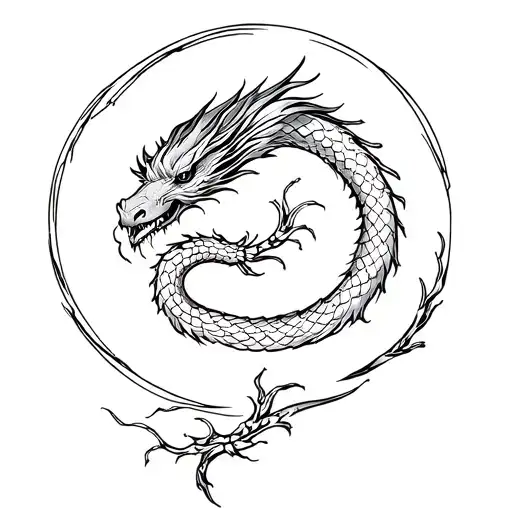 Japanese Dragon Wrapped Round A Sleave