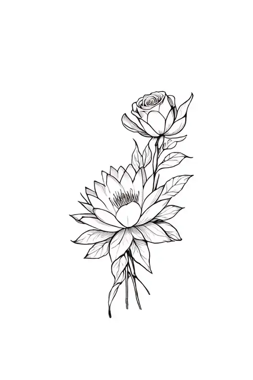 Water Lilly And Rose Bouquet