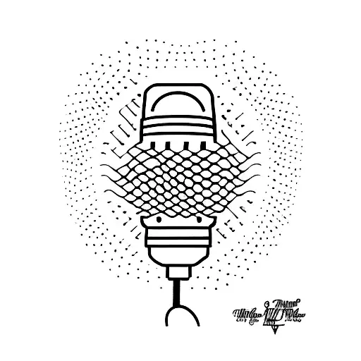 A Tattoo Of A Microphone With A Quote From The Kid Laroi's Songs