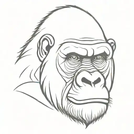 One Line Gorilla Face