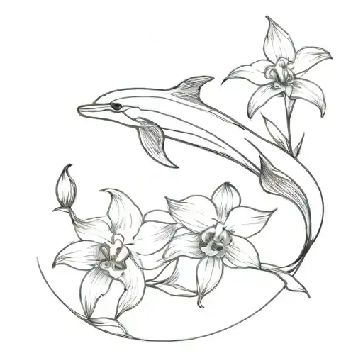 Orchidea And A Fish Jumping Dolphin
