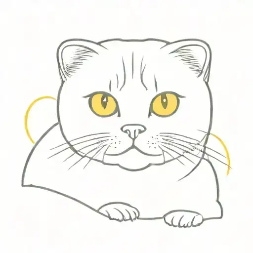 Scottish Fold With Yellow Eyes And Outline Of Ears