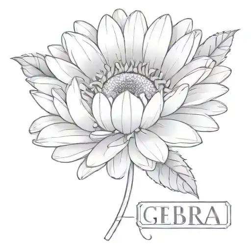 Gerbera Flower With Name And A Roman Numerals Date Of Birth