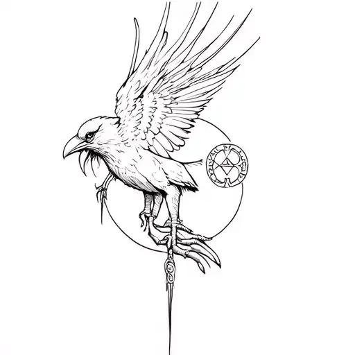 An Old Eldritch Raven Like God But Human Holding A Symbol In Its Hand