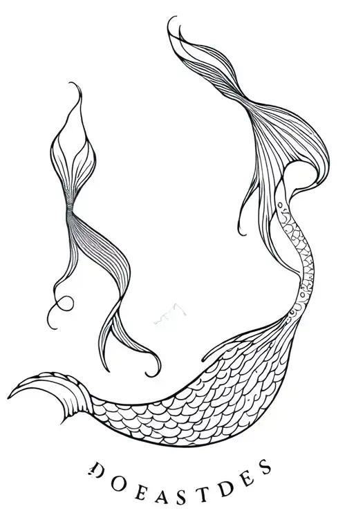 3 Mermaid Tails And Ocean Wave