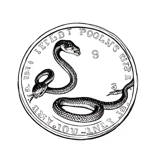 A Simple Sketch Of A Coin With A Rattle Snake On It
