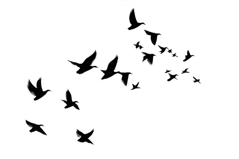 Fine Line Birds Flying For Collarbone