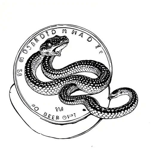 A Simple Sketch Of A Coin With A Rattle Snake On It