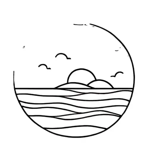 Simple Sunset With Ocean Waves