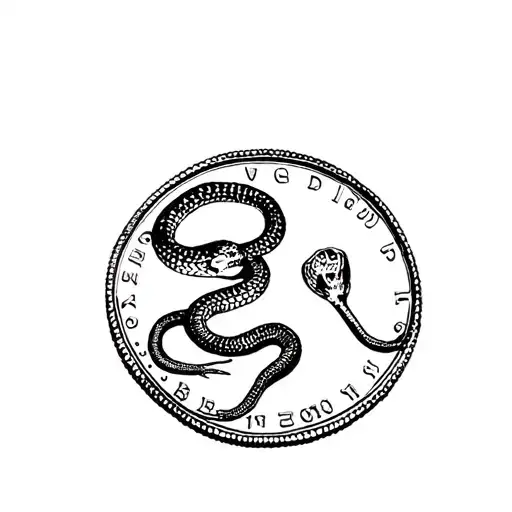 A Simple Sketch Of A Coin With A Rattle Snake On It