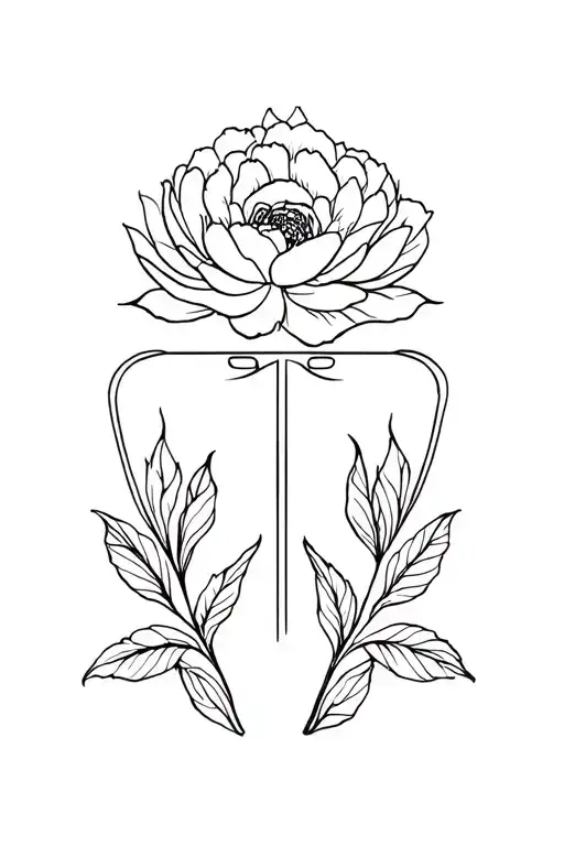 Anhk Egyptian Symbol With Peonie Flowers