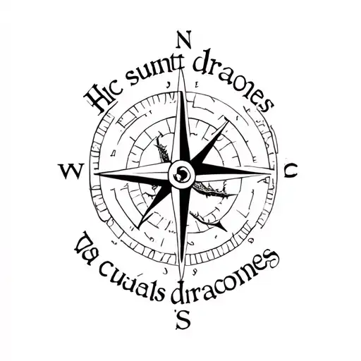 A Compass With A Dragon In The Middle And Saying Hic Sunt Dracones