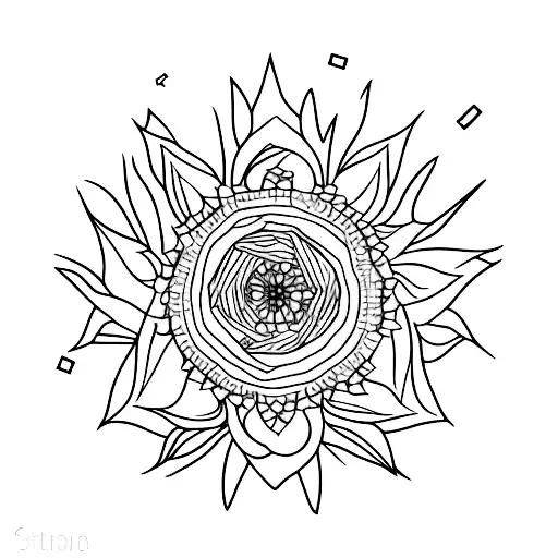 Sternum Dandelion Tattoo With Geometric Additionals