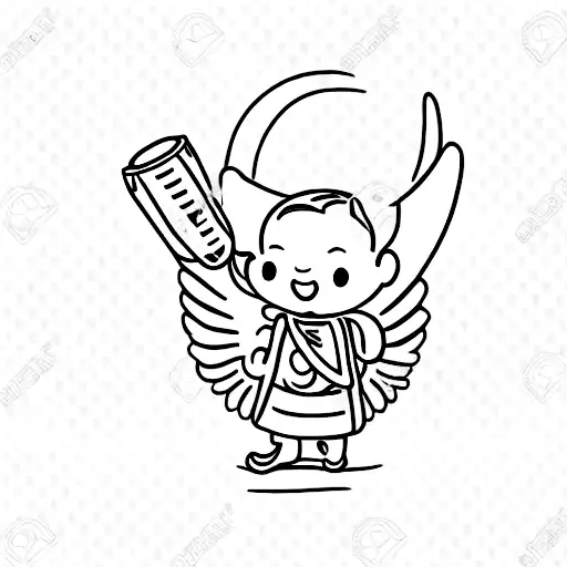 Bean-looking Baby Angel Holding Beer Bottle