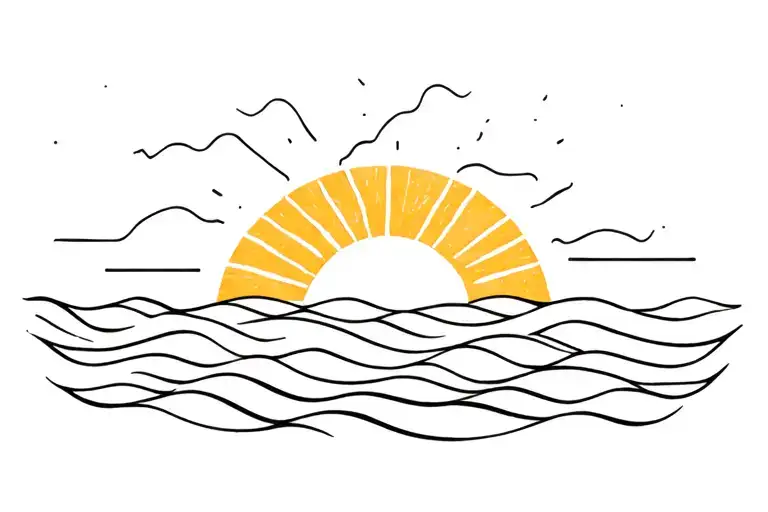 Sunset With Waves And Lifeline