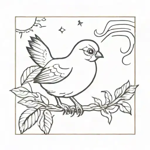 Minimal Black Tattoo A Cute Hen's Chick With Beautiful Eyes Which Love Moon