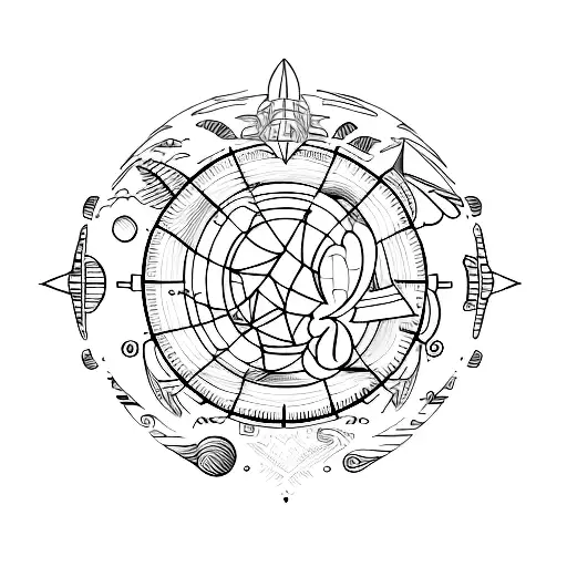 An Abstract Tattoo Design Inspired By The Concept Of Air Travel And Astrology