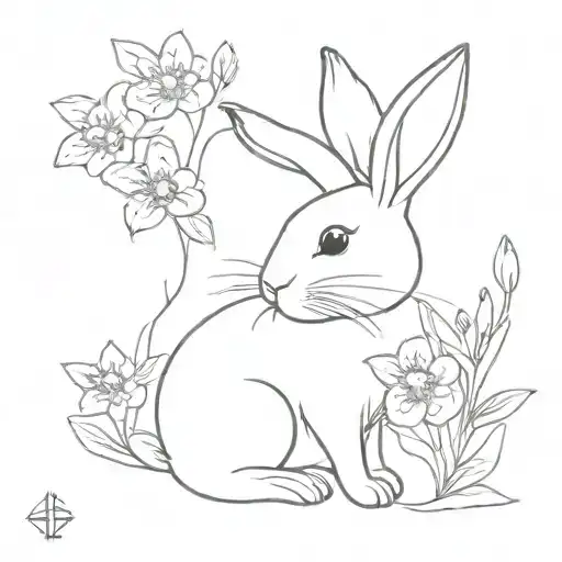 A Little Bunny Sits Surrounded By Flowers