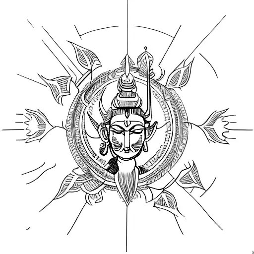 Shiva Trishul Line Art