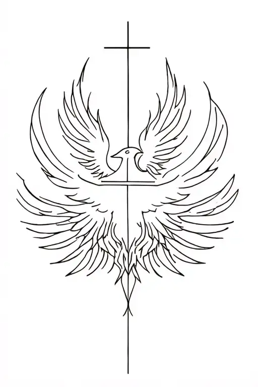 Phoenix Behind Cross