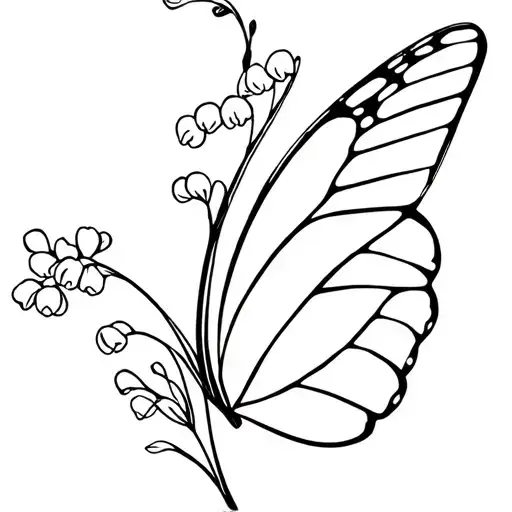 Lily Of The Valley Flowers Intertwined On The Wings Of The Monarch Butterfly
