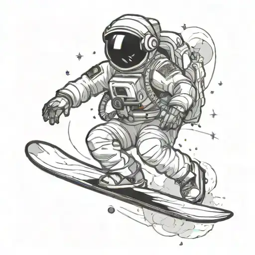 Astronaut Snowboarding Through Space