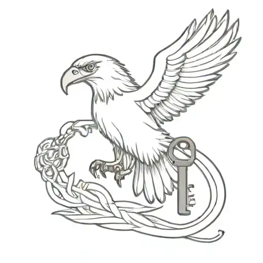 Simple Outline Of Eagle Holding A Key