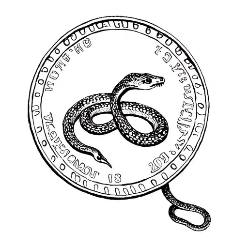 A Simple Sketch Of A Coin With A Rattle Snake On It