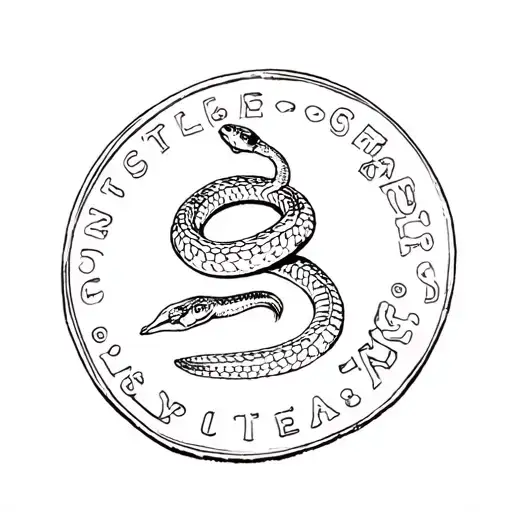 A Simple Sketch Of A Coin With A Rattle Snake On It