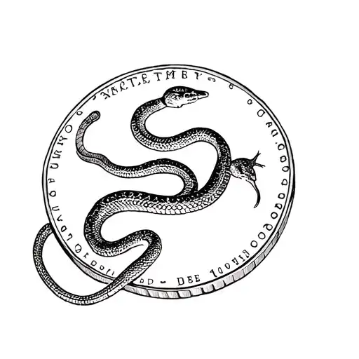 A Simple Sketch Of A Coin With A Rattle Snake On It