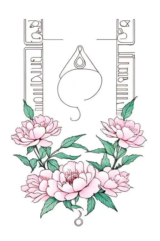 Anhk Egyptian Symbol With Peonie Flowers Growing
