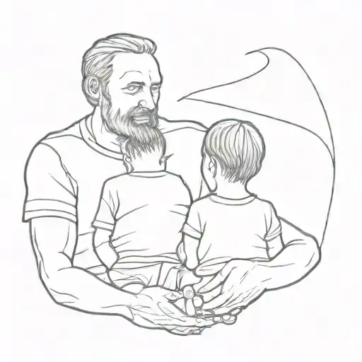 A Father Holding His Son And His Grandson