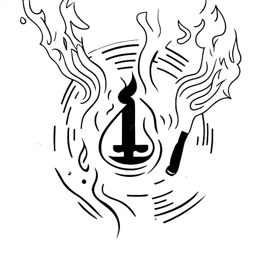 Knife With Fire Written Chef On Flames