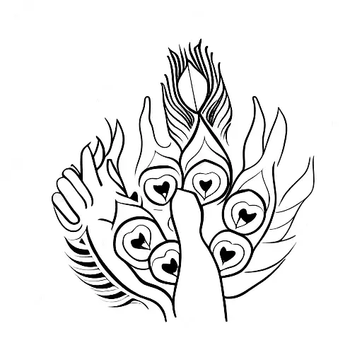 Hand Tattoo With Peacock Body On Back Of Hand And Tail Feathers On The Fingers