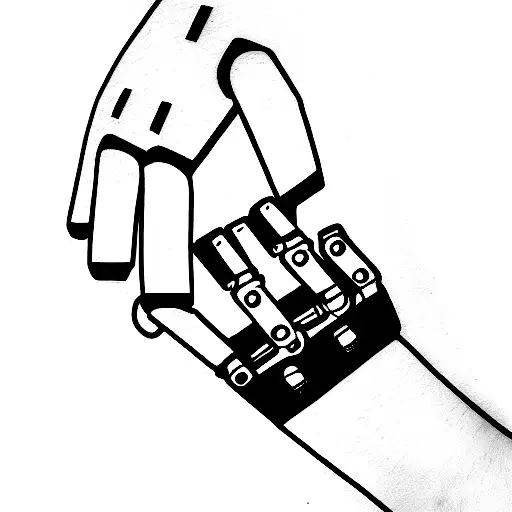 Robotic Hand In The Style Of Cyberpunk