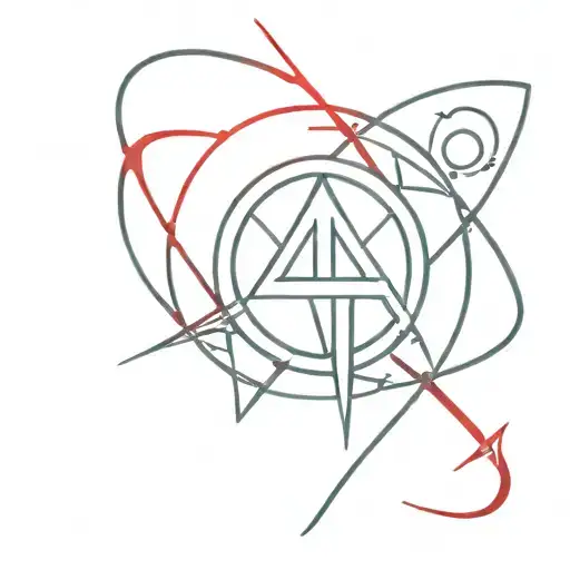 Natasha Romanoff's Symbol With Wanda Maximoff's Symbol Surrounded By Red Magic