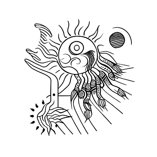 Kokopelli With Cactus And Sun