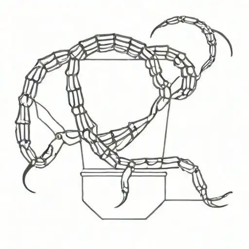 A Sleek And Modern Tattoo Of A Scorpion Sitting On A Coffee Cup With Binary Code Wrapping Around