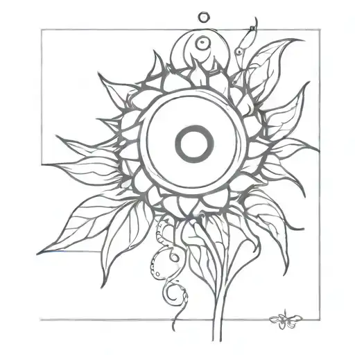 A Sunflower Surrounded By Musical Notes