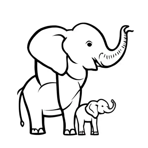 Abstract Elephant And Baby Elephant