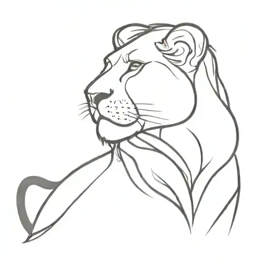 Fine Line Tattoo Simba Drawing Elegant